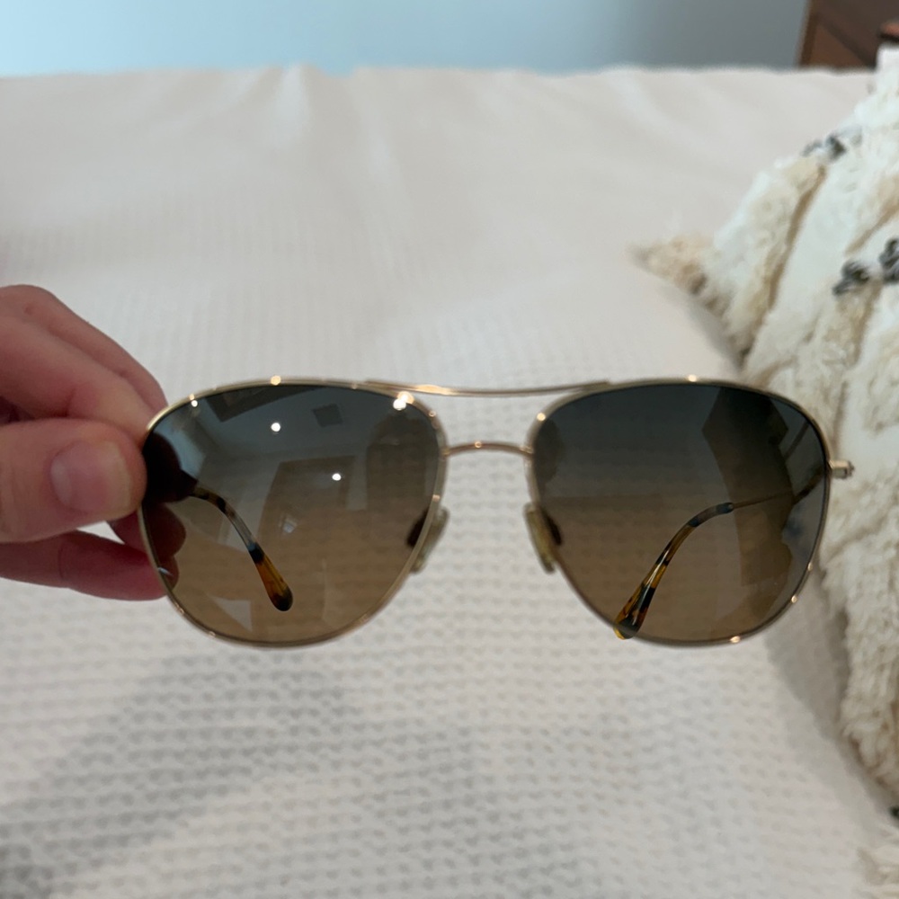 Maui Jim Gold and Brown Aviator Sunglasses